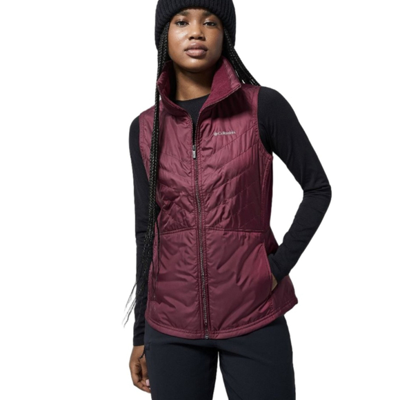 Columbia Jackets & Blazers - Columbia Mix It Around Maroon Vest Large Puffer + Fleece